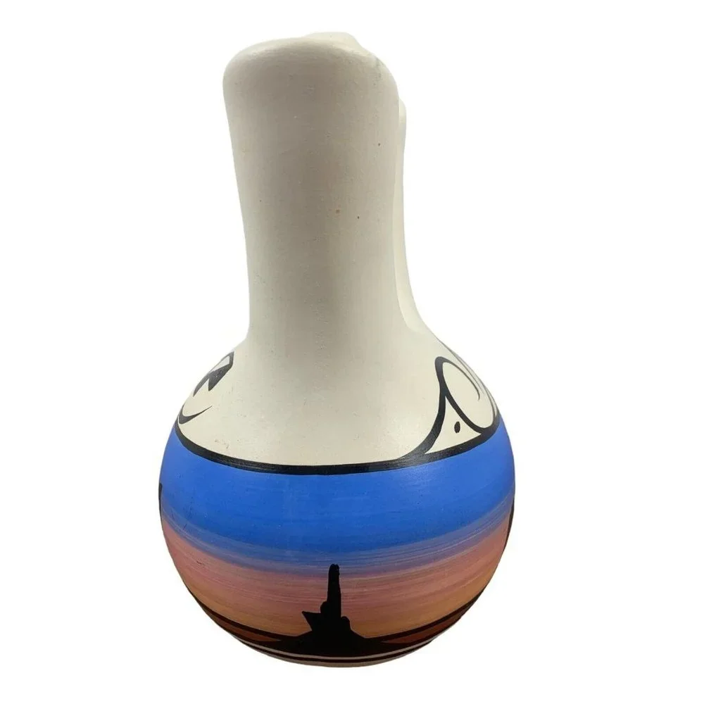 Navajo Clay Wedding Vase‎ Native American Signed Southwestern Sunset Desert 8